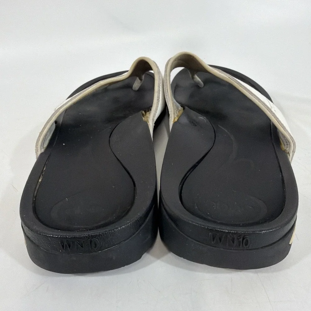 Womens Abeo Balboa Leather Neoprene Thong Flip Flop Sandals White Size 10